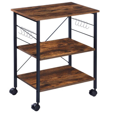 KingSo Kitchen Microwave Cart 3-Tier , Utility Cart/Coffee Cart/Station Shelf Organizer Kitchen Cart on Wheels Vintage with Rolling ,  10 Hooks