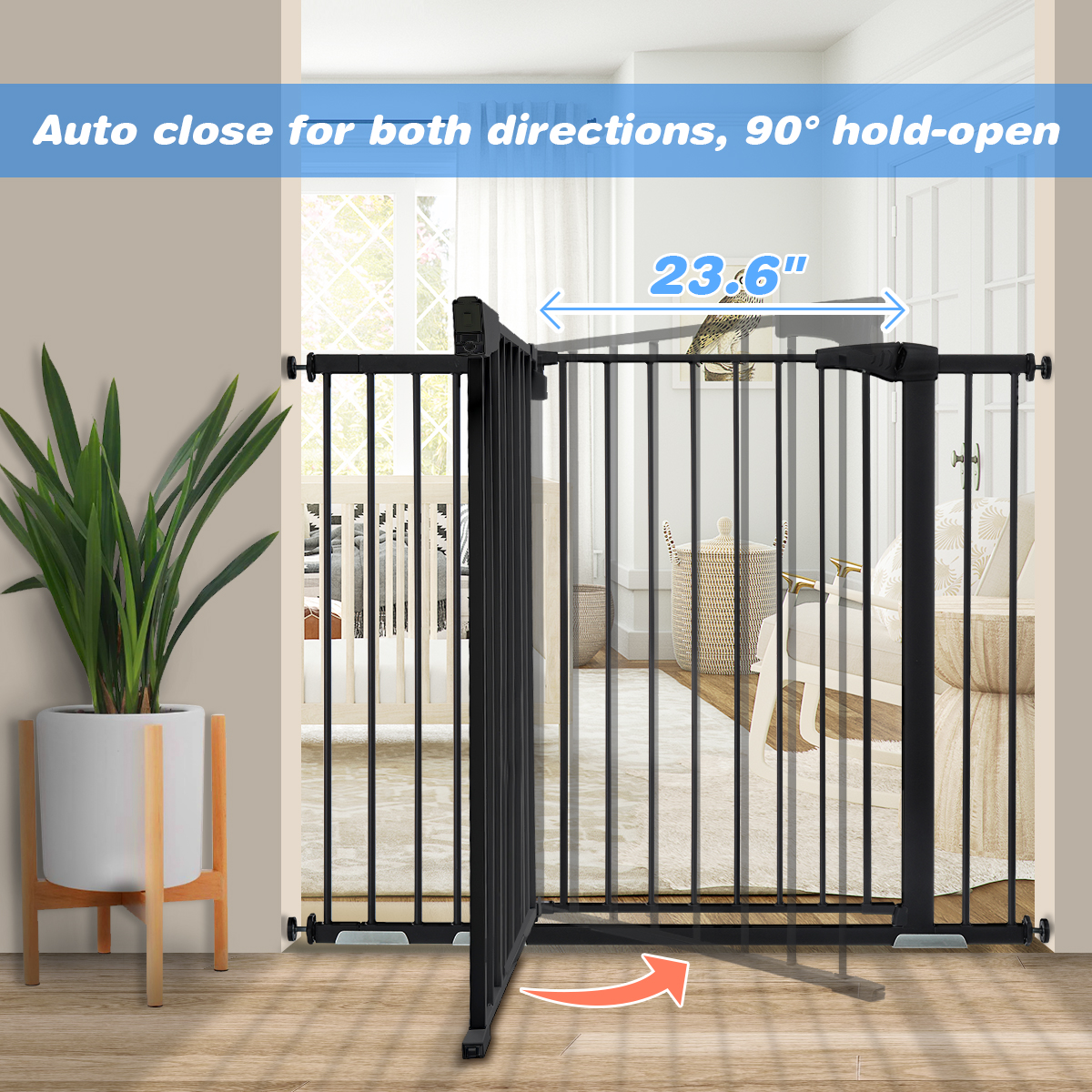 KingSo 48.8" Auto Close Safety Baby Gate 36” Extra Tall Dog Gate Walk