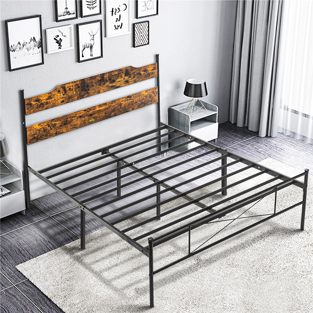 Queen Bed Frame With Wooden Headboard, Full Size Bed Frame No Box Spring