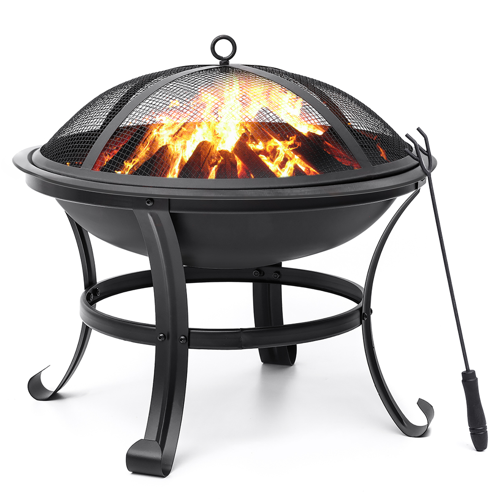 Kingso 22 Fire Pit Outdoor Wood Burning, Fire Pit Bowl Cover