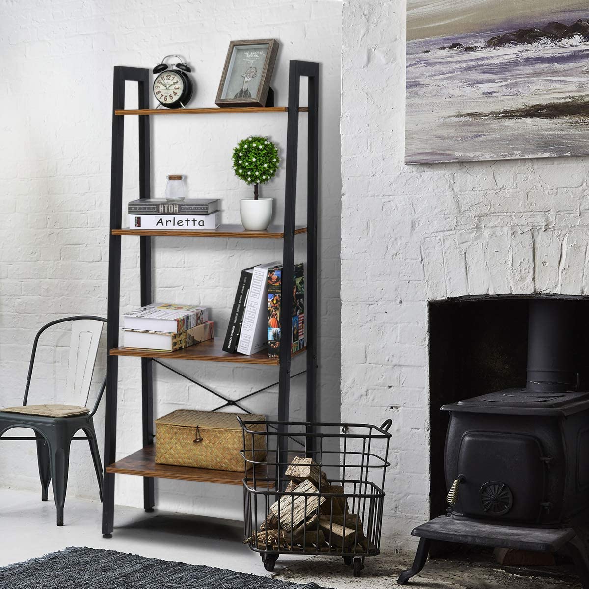 KingSo Metal Garment Rack with Multi Wood Shelves, MultiFunctional