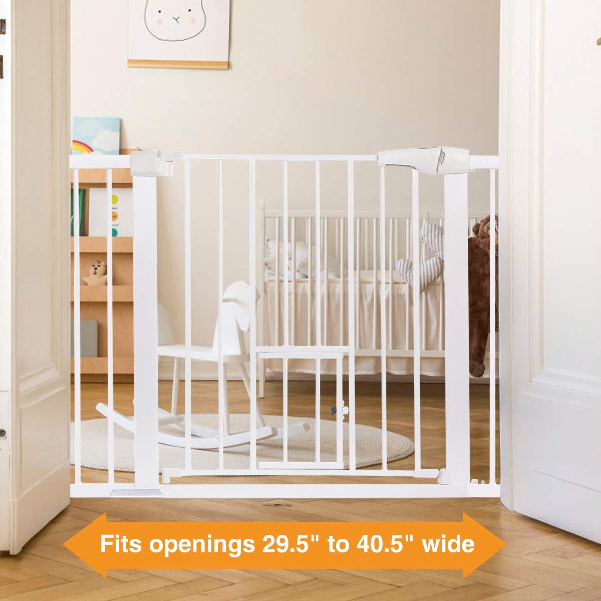 KingSo 40.5" Auto Close Safety Baby Gate w/ 2.75" x 5.5" Extension Kits