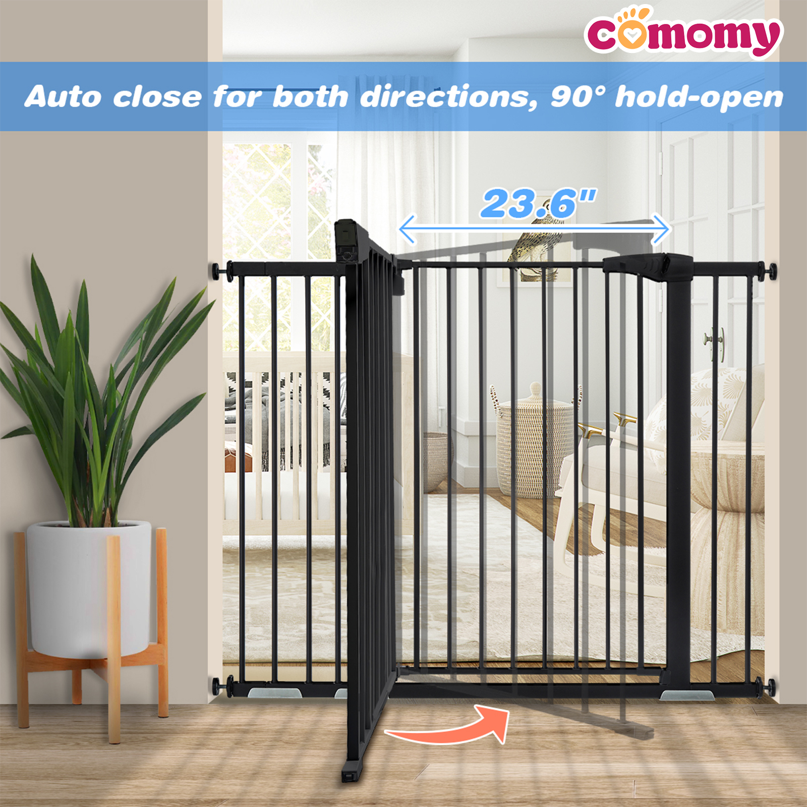 KingSo Comomy 48.8" Auto Close Safety Baby Gate 36” Extra Tall Dog Gate