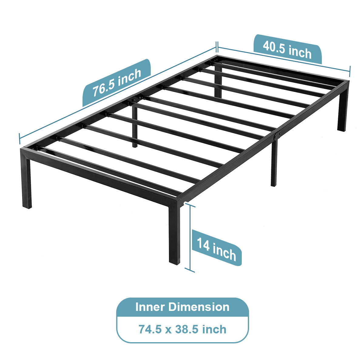 KingSo 14 Inch Metal Platform Twin Bed Frame ,Heavy Duty Steel Slat ...