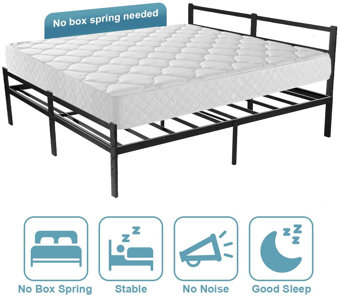 KingSo Full Bed Frame With Headboard,14" Metal Platform Bed Frame With ...