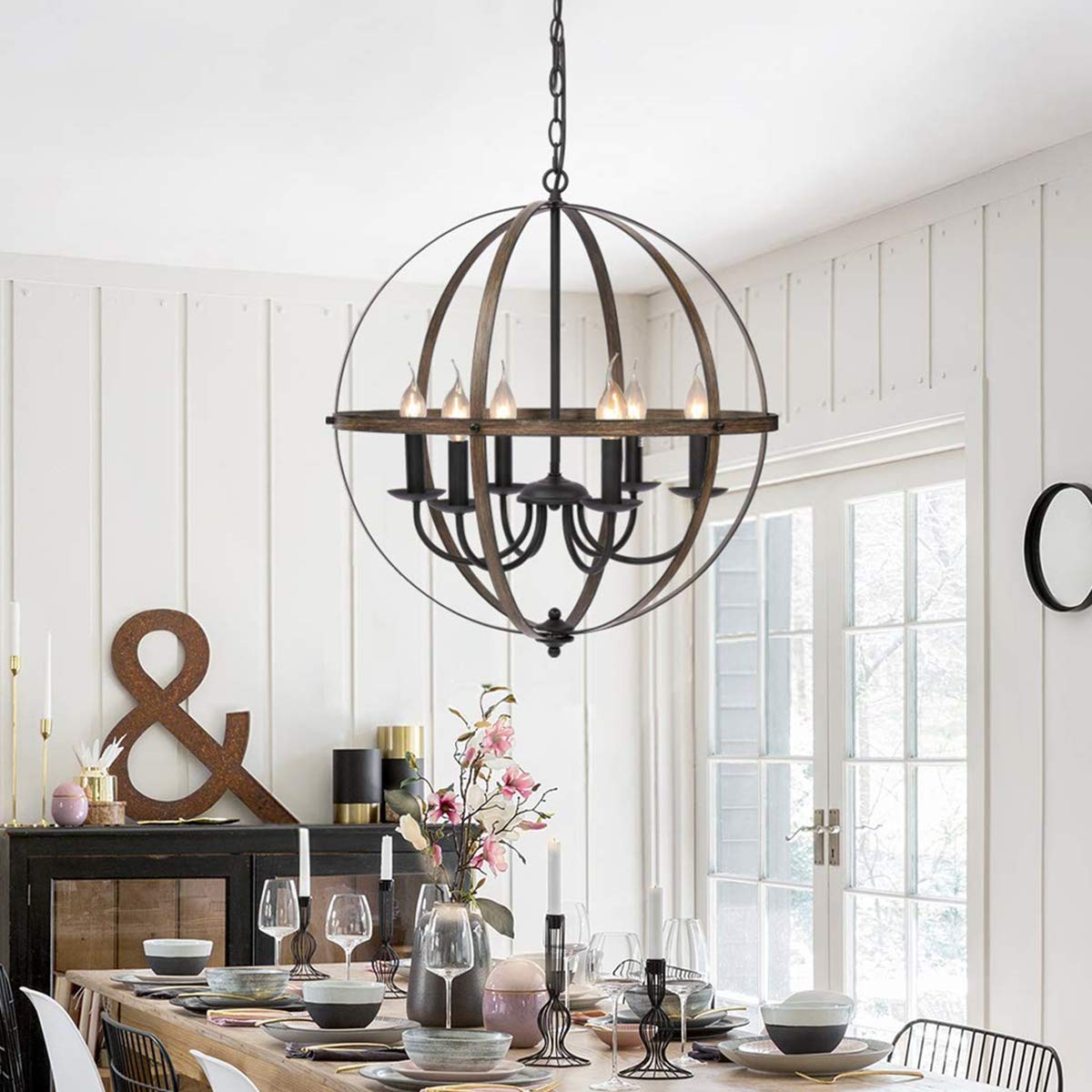 KingSo Rustic Metal Chandelier,Industrial Ceiling Hanging Light Fixture ...