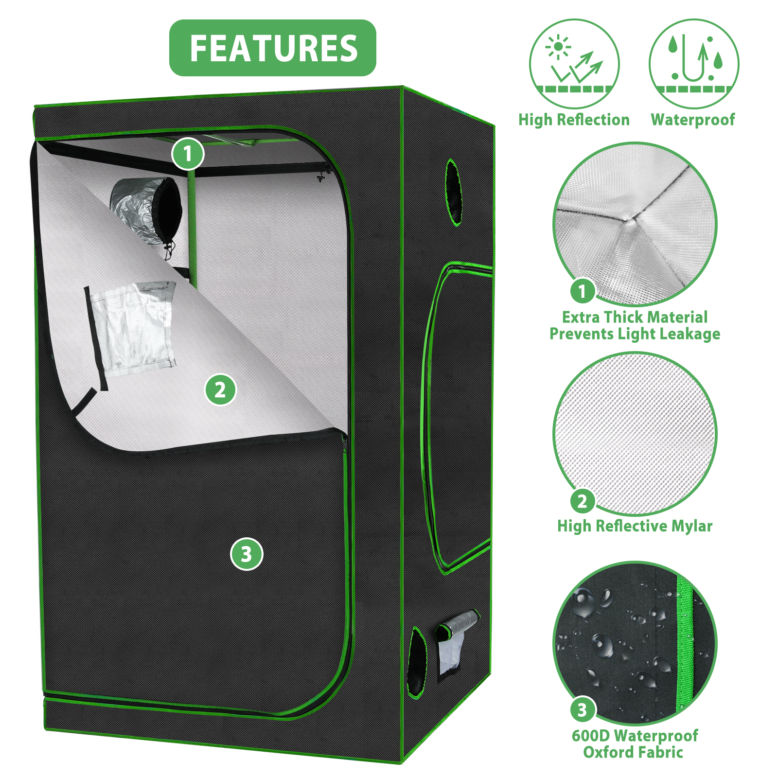 KingSo Grow Tent 4'x4' Indoor Plant Growing Tents with 600D Oxford