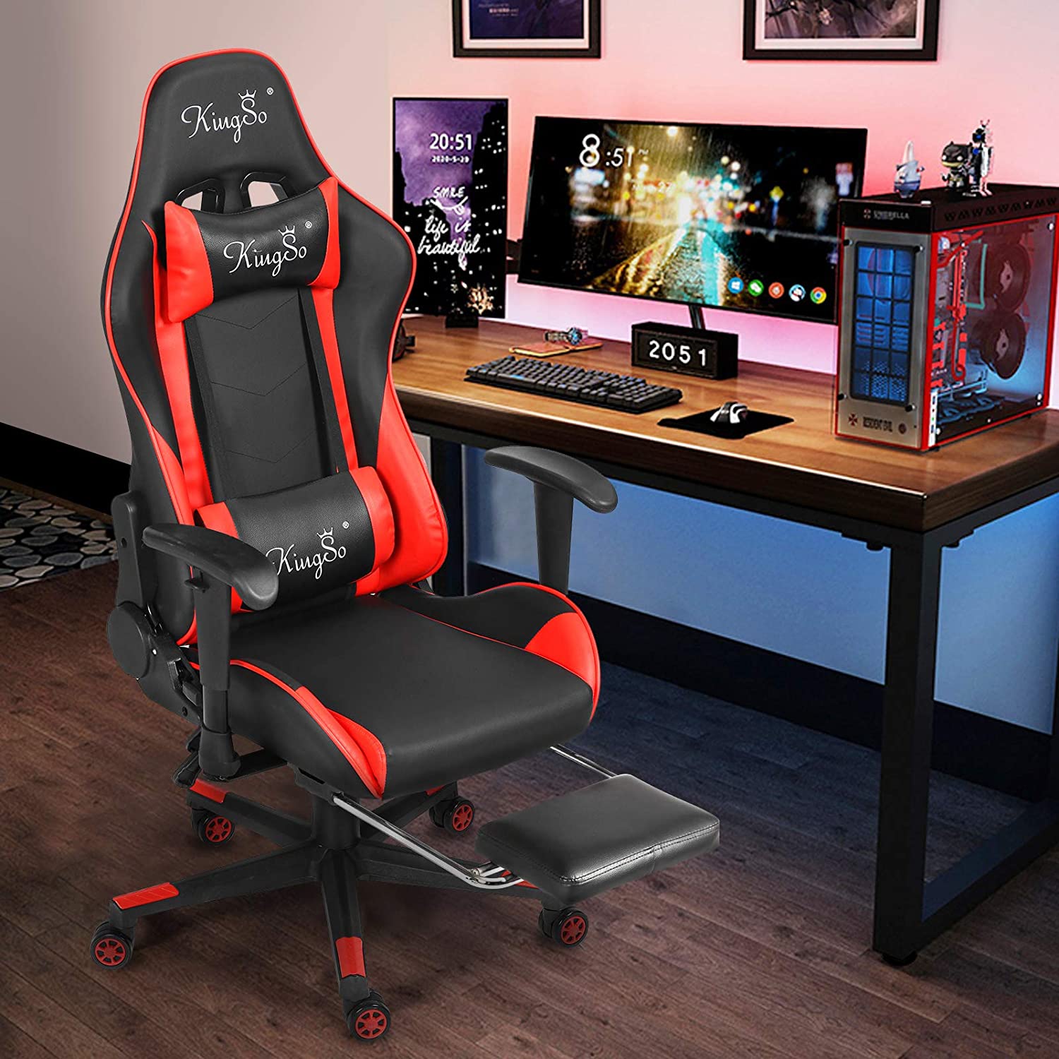 KingSo Gaming Chair180 Degrees Adjustable High Back Racing Office Chair ...