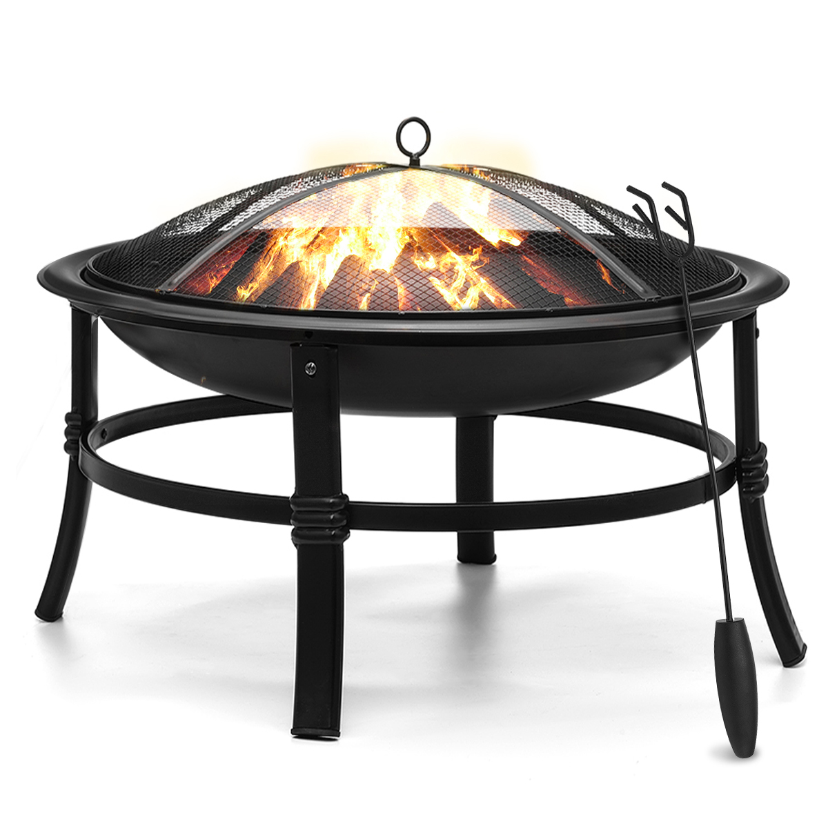 Patio Round Fire Pit Cover BBQ Grill Protection Waterproof Dustproof Outdoor 