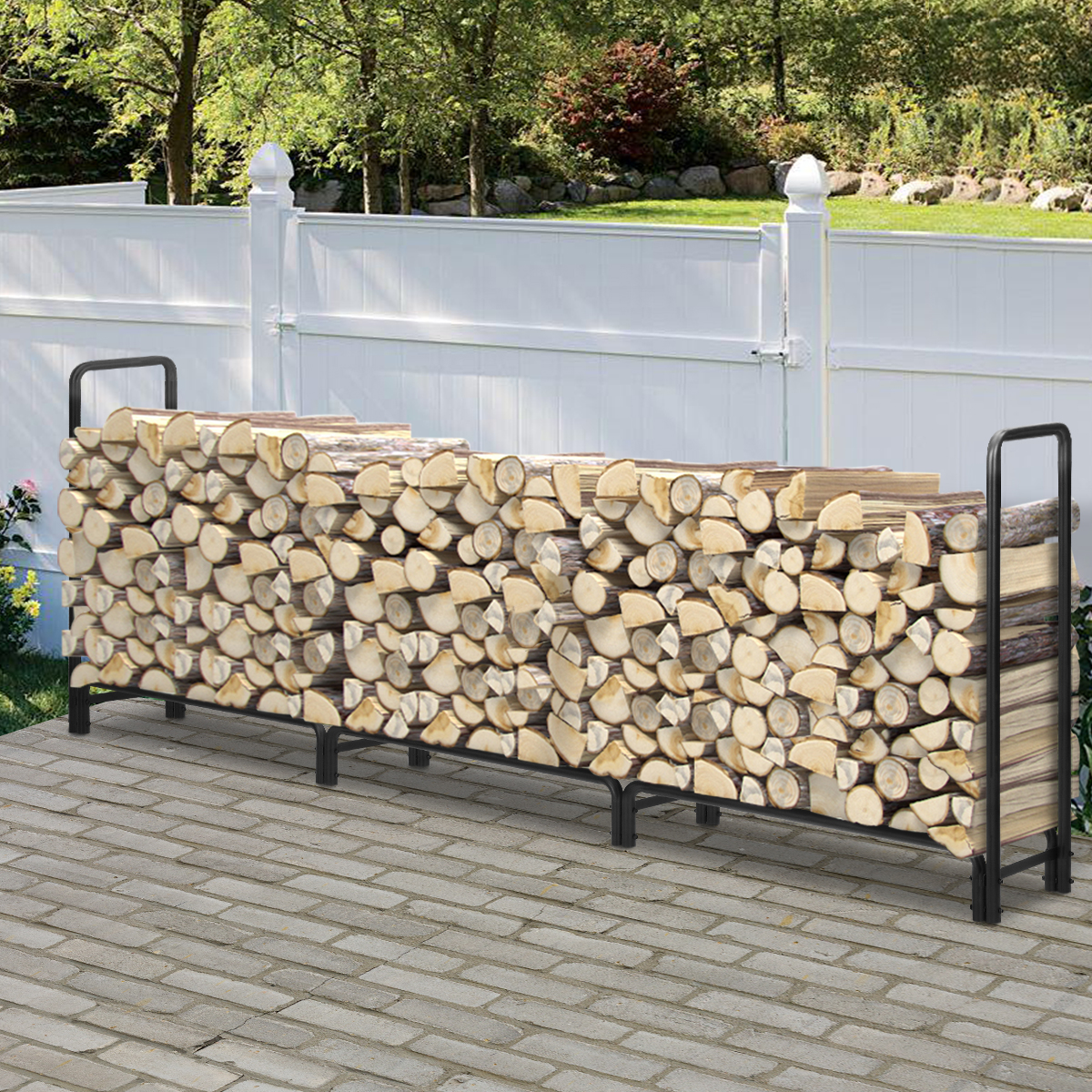 KingSo 12ft Firewood Rack Outdoor Heavy Duty Log Rack Firewood Storage