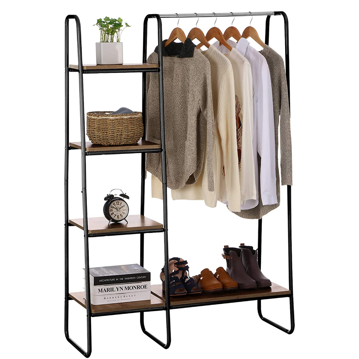 Heavy Duty Garment Clothes Rail Metal Display Rack Coat Free Standing Shelf
