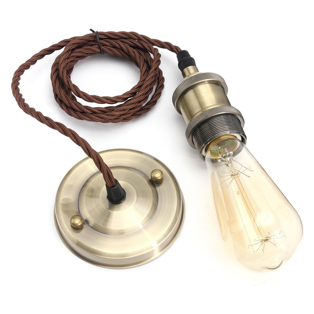 Kingso Vintage Hanging Pendant Light Kit Modern Retro Kingso Vintage Hanging Pendant Light Kit Modern Retro Style E26 E27 Base Brass Lamp Holder