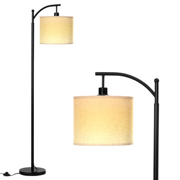 KINGSO Floor Lamp, Modern Standing Lamp with Hanging Lamp Shade, Industrial Arc Floor Lamp Classic Reading Floor Lamps for Living Room Bedroom Office Study Room, Black