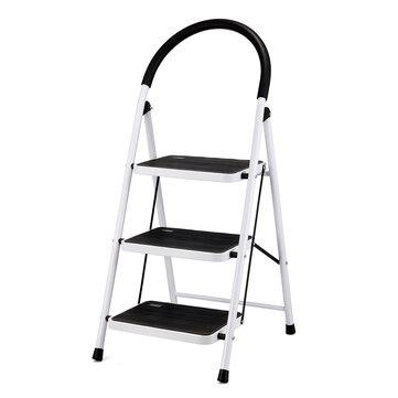 KINGSO 3 Step Ladder Folding Step Stool with Steel Wide Anti-Slip Pedal and Handgrip Anti-Slip, Lightweight 350lbs Portable Steel Step Stool