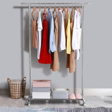 KINGSO Commercial Grade Clothing Garment Rack, Heavy Duty Clothes Rolling Rack on Wheels with Expandable Collapsible Clothing Rack