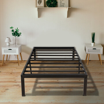 KINGSO 14 Inch Metal Platform Bed Frame/Heavy Duty Steel Slat/Anti-Slip Support/Easy Assembly/Mattress Foundation/No Box Spring Needed, Twin