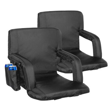 KINGSO Stadium Seat for Bleachers Portable Reclining Seat Chairs with Back Armrest Support Padded Cushion Shoulder Strap 6 Reclining Position Water Resistant Ideal for Sports Games Beaches Camping