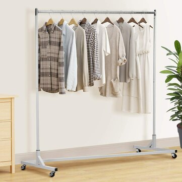KINGSO Rolling Garment Rack Industrial Grade Z-Base Clothes Garment Rack, Heavy Duty Clothing Rolling Rack on Wheels, 400lbs Load with 63