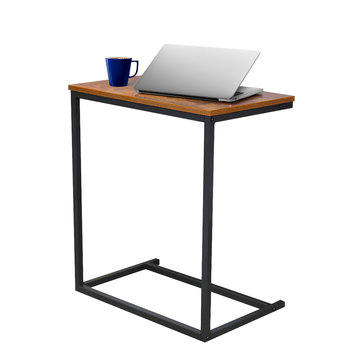 KingSo Side Table C Table Sofa End Tables for Living Room Vintage Accent Side Table Couch Table for Coffee Laptop Wood Look TV Tray Metal Frame (26-inch Height)