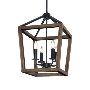 KingSo 4-Light Ceiling Hanging Chandelier Rustic Metal Pendant Light with Oil Rubbed Bronze Finish , For Interior Design